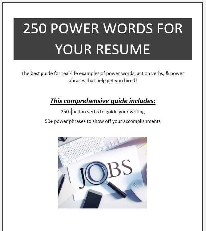 250 Power Word for your Resume